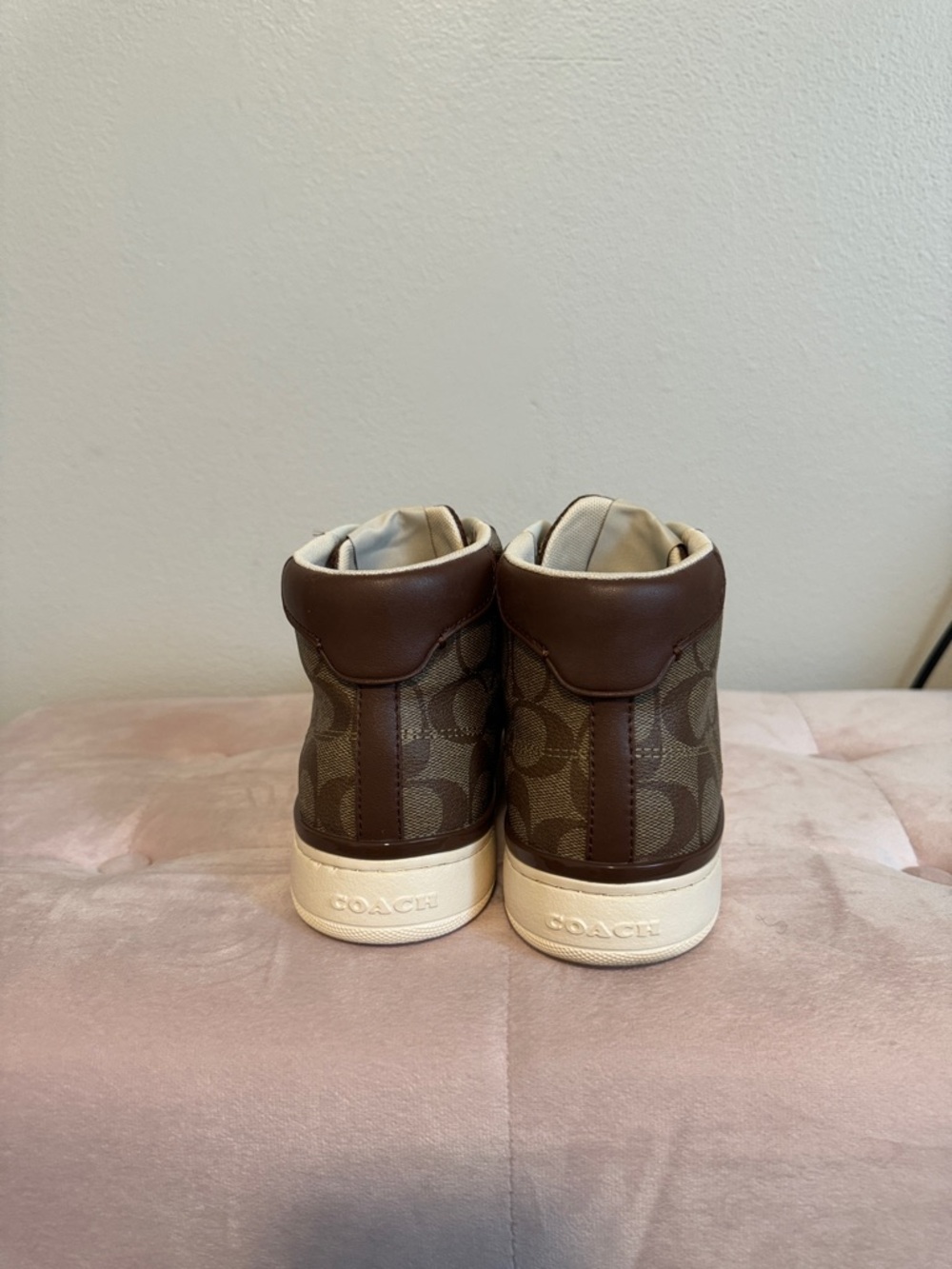 Coach Brown & Cream Signature High-Top Sneakers - Picture 4 of 7
